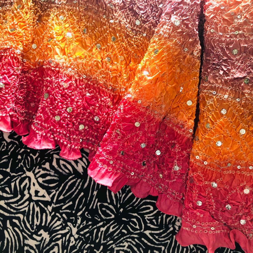 MADE IN INDIA SILK SCRUNCHY MIDI SKIRT